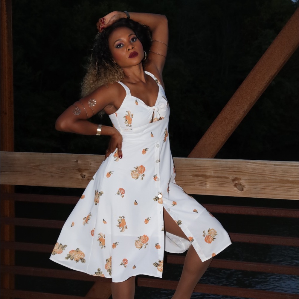 Orange Floral Dress
